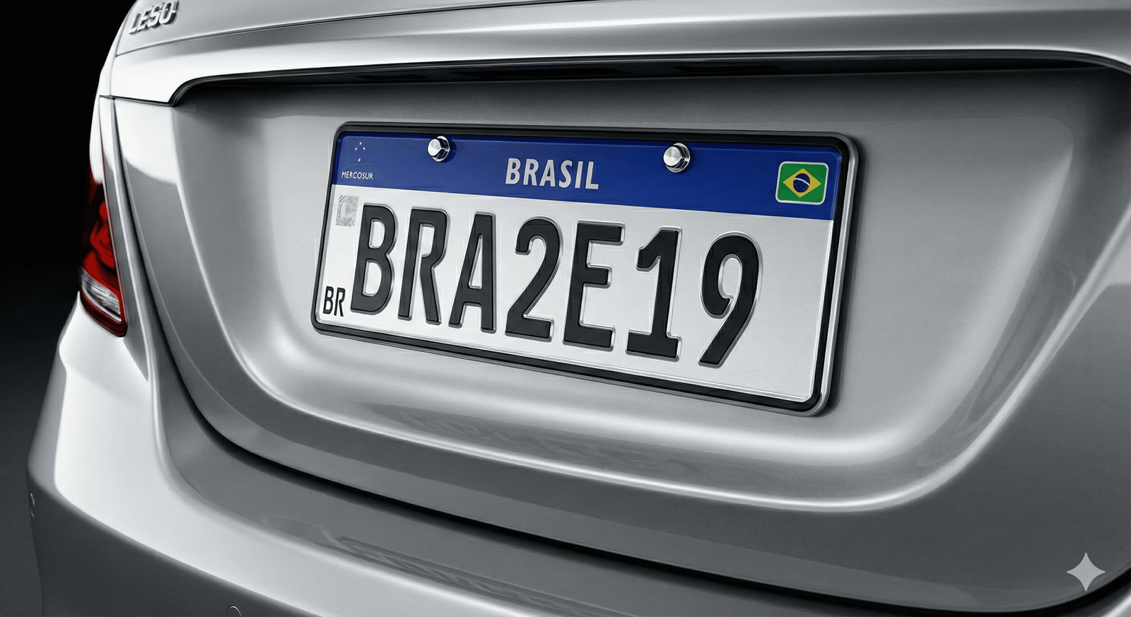 Detalhe do acabamento da placa Mercosul